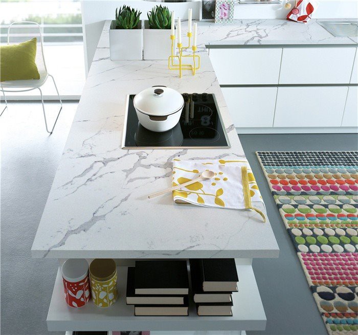 calacatta quartz kitchen countertops for indoor
