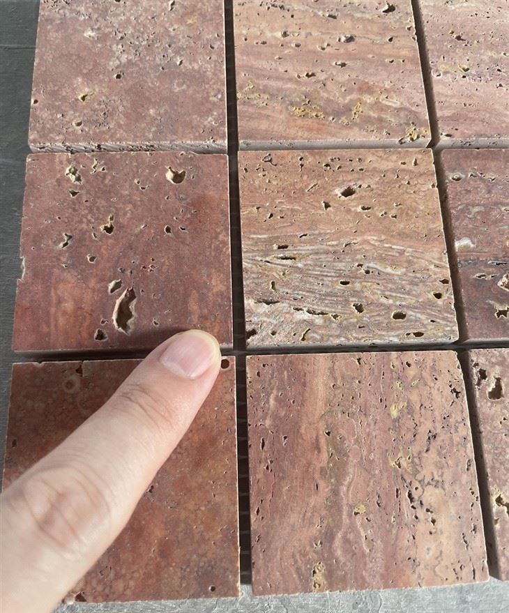 Red Travertine Brick Mosaic tile