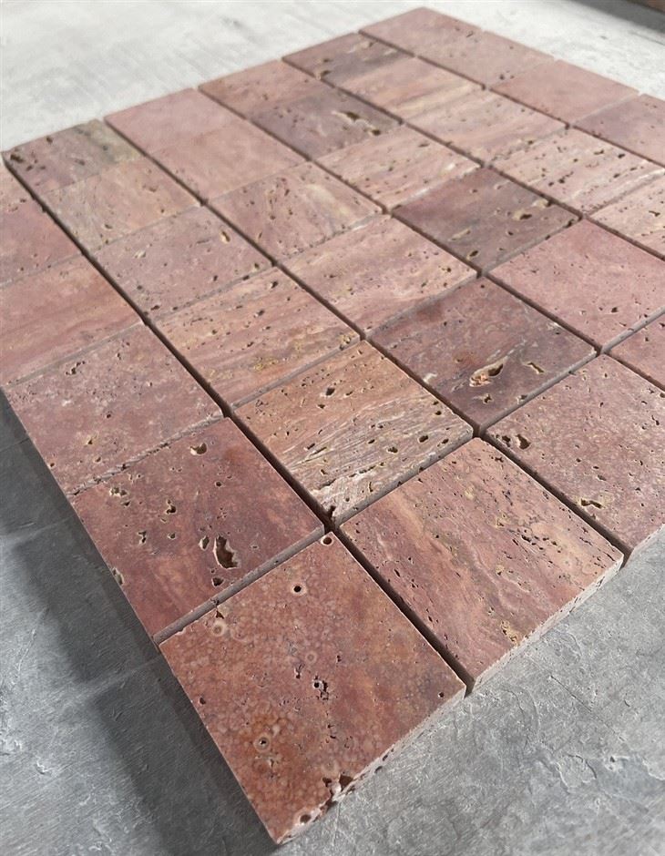 Red Travertine Brick Mosaic tiles